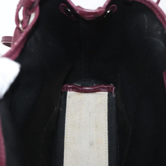 BALENCIAGA Cabas XS Hand Bag Canvas 2way Bordeaux Silver 390346 Auth 175144