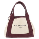 BALENCIAGA Cabas XS Hand Bag Canvas 2way Bordeaux Silver 390346 Auth 175144-13