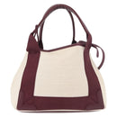 BALENCIAGA Cabas XS Hand Bag Canvas 2way Bordeaux Silver 390346 Auth 175144-2