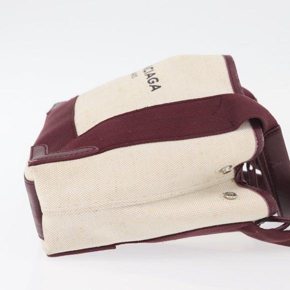 BALENCIAGA Cabas XS Hand Bag Canvas 2way Bordeaux Silver 390346 Auth 175144