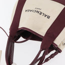 BALENCIAGA Cabas XS Hand Bag Canvas 2way Bordeaux Silver 390346 Auth 175144-6
