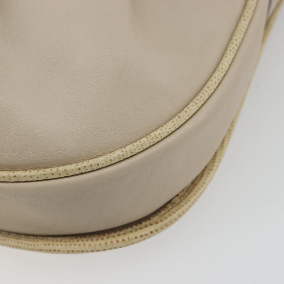 CELINE Shoulder Bag Leather Beige Gold Auth 175145A