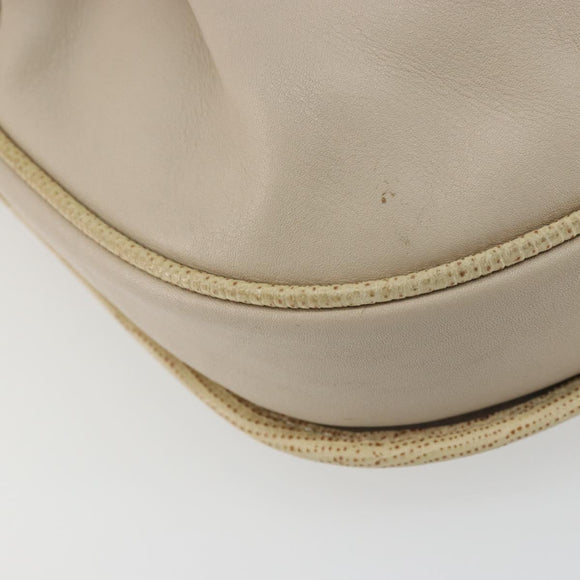 CELINE Shoulder Bag Leather Beige Gold Auth 175145A