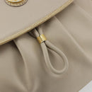 CELINE Shoulder Bag Leather Beige Gold Auth 175145A-15