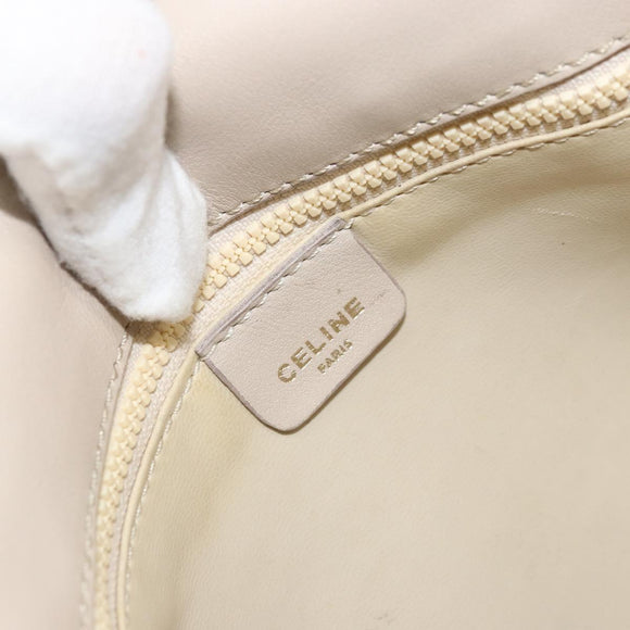 CELINE Shoulder Bag Leather Beige Gold Auth 175145A