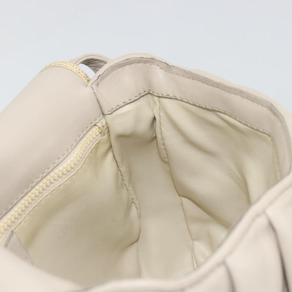 CELINE Shoulder Bag Leather Beige Gold Auth 175145A