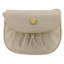 CELINE Shoulder Bag Leather Beige Gold Auth 175145A-2