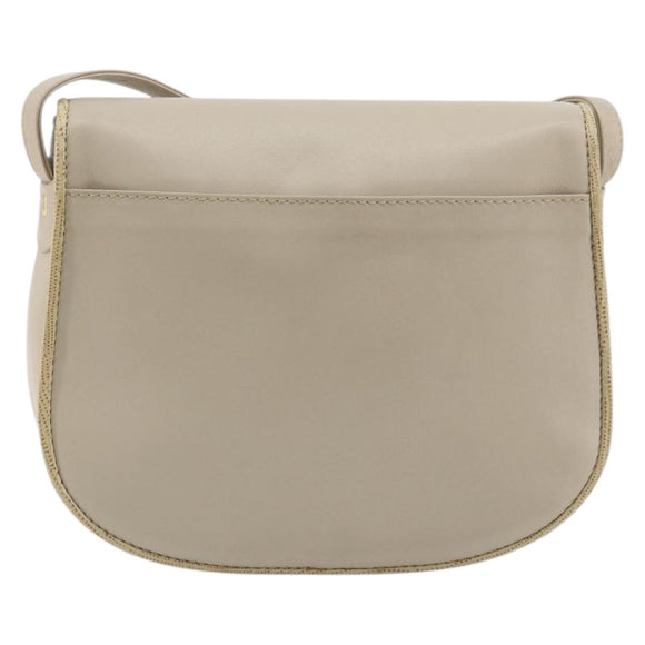 CELINE Shoulder Bag Leather Beige Gold Auth 175145A