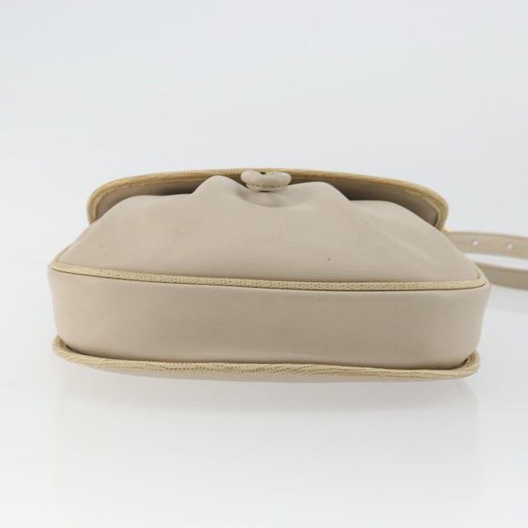 CELINE Shoulder Bag Leather Beige Gold Auth 175145A