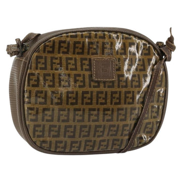 FENDI Zucchino Canvas Shoulder Bag Coated Canvas Beige Gold Auth 175146