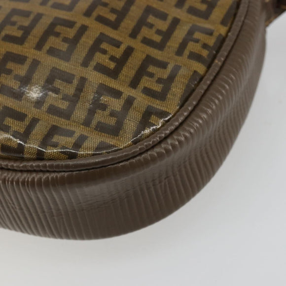 FENDI Zucchino Canvas Shoulder Bag Coated Canvas Beige Gold Auth 175146