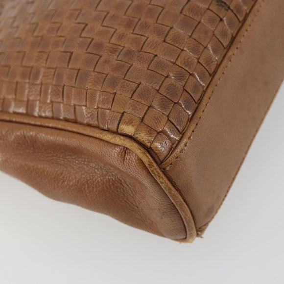 FENDI Shoulder Bag Leather Brown Gold Auth 175148