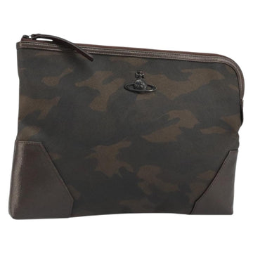 Vivienne Westwood Camouflage Clutch Bag PVC Canvas Brown Auth 175150A