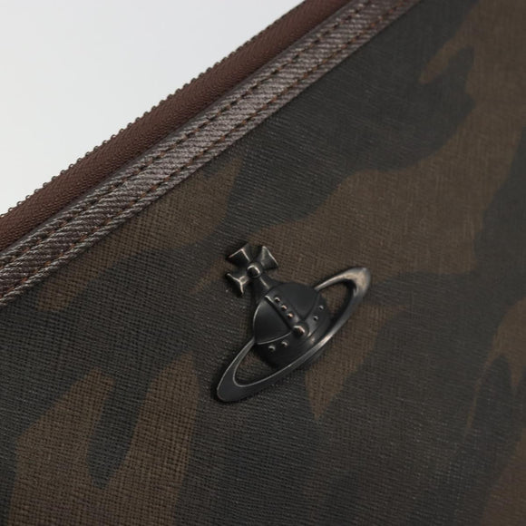 Vivienne Westwood Camouflage Clutch Bag PVC Canvas Brown Auth 175150A
