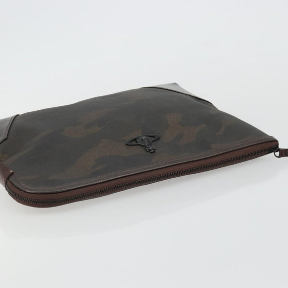 Vivienne Westwood Camouflage Clutch Bag PVC Canvas Brown Auth 175150A