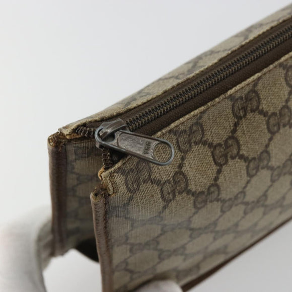 GUCCI GG Supreme Clutch Bag PVC Beige 89 01 029 Auth 175153