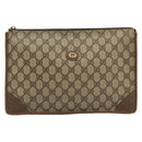GUCCI GG Supreme Clutch Bag PVC Beige 89 01 029 Auth 175153-13