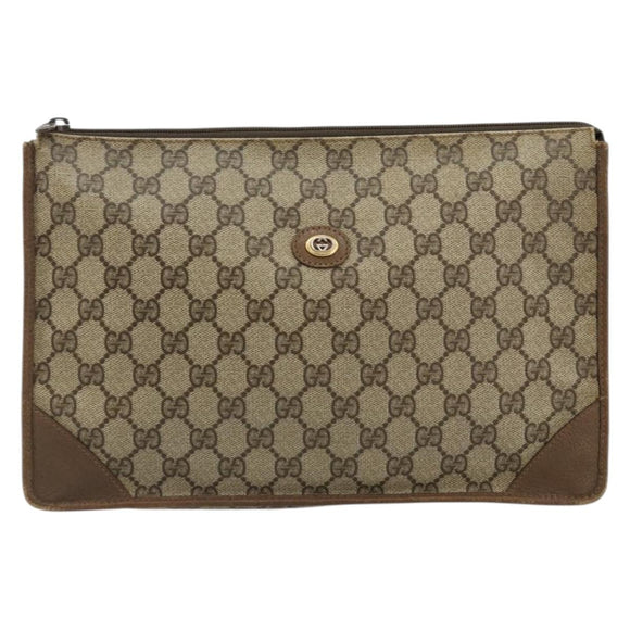 GUCCI GG Supreme Clutch Bag PVC Beige 89 01 029 Auth 175153