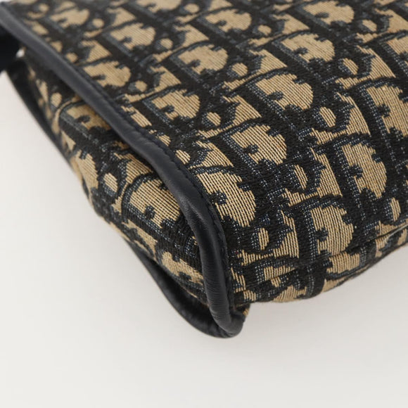 Christian Dior Trotter Canvas Clutch Tas Marineblauw Auth 175154