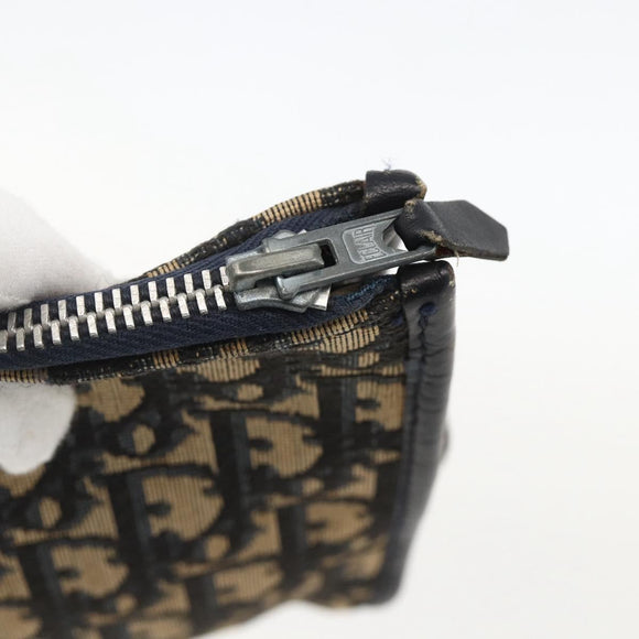 Christian Dior Trotter Canvas Clutch Tas Marineblauw Auth 175154
