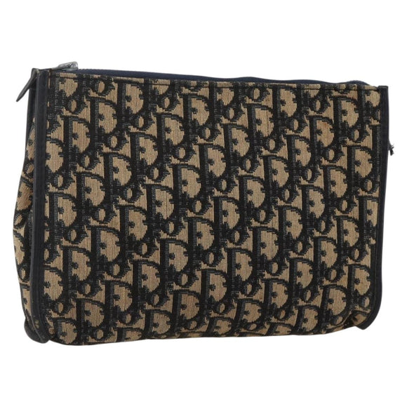 Christian Dior Trotter Canvas Clutch Tas Marineblauw Auth 175154