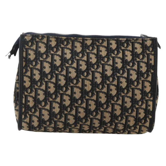 Christian Dior Trotter Canvas Clutch Tas Marineblauw Auth 175154