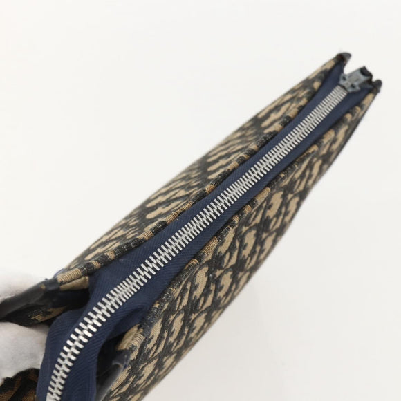 Christian Dior Trotter Canvas Clutch Tas Marineblauw Auth 175154