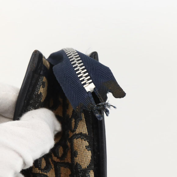 Christian Dior Trotter Canvas Clutch Tas Marineblauw Auth 175154