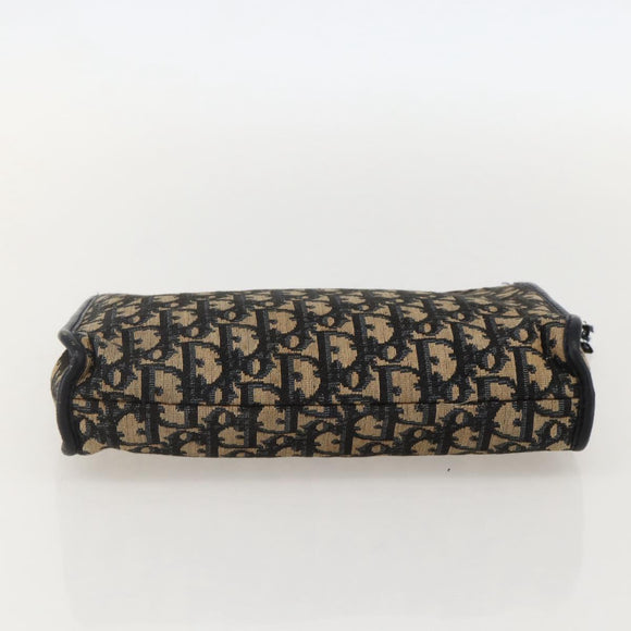 Christian Dior Trotter Canvas Clutch Tas Marineblauw Auth 175154