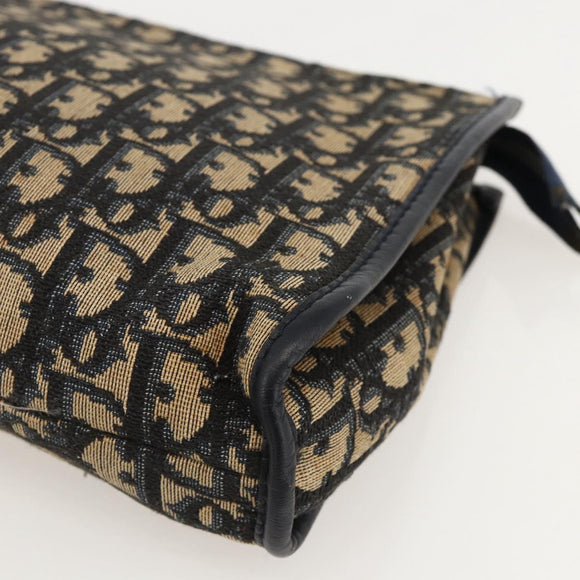 Christian Dior Trotter Canvas Clutch Tas Marineblauw Auth 175154