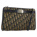 Christian Dior Trotter Canvas Shoulder Bag Navy Gold Auth 175155-1