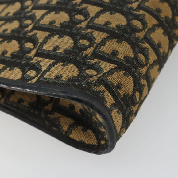 Christian Dior Trotter Canvas Shoulder Bag Navy Gold Auth 175155