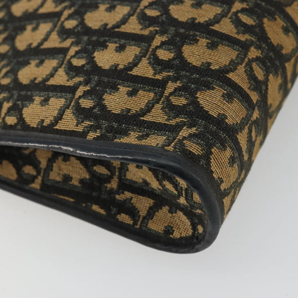Christian Dior Trotter Canvas Shoulder Bag Navy Gold Auth 175155