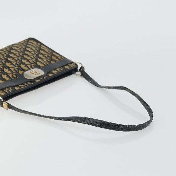 Christian Dior Trotter Canvas Shoulder Bag Navy Gold Auth 175155
