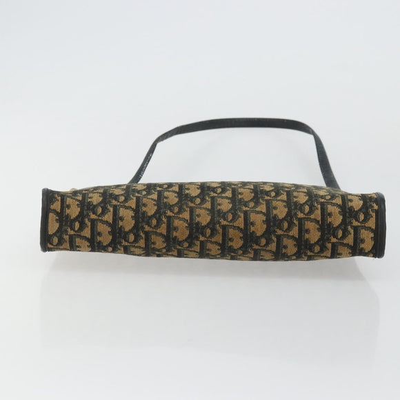 Christian Dior Trotter Canvas Shoulder Bag Navy Gold Auth 175155