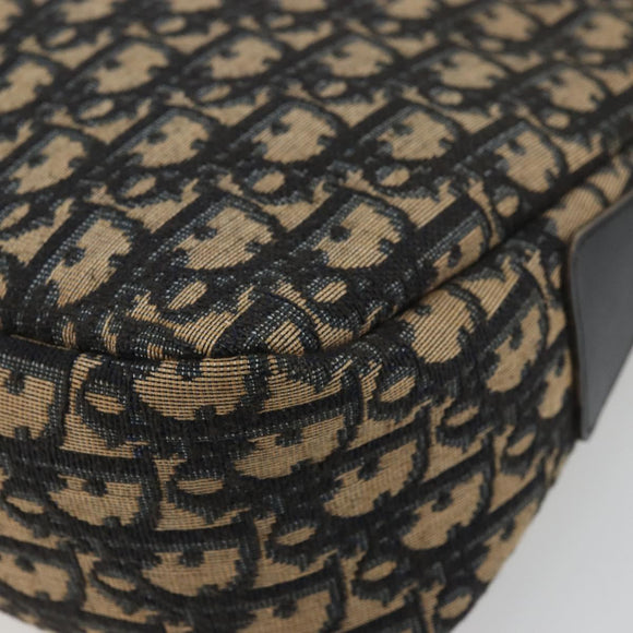 Christian Dior Trotter Canvas Shoulder Bag Navy Gold Auth 175156