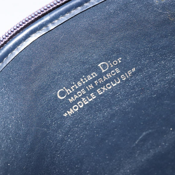 Christian Dior Trotter Canvas Shoulder Bag Navy Gold Auth 175156