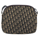 Christian Dior Trotter Canvas Shoulder Bag Navy Gold Auth 175156-2