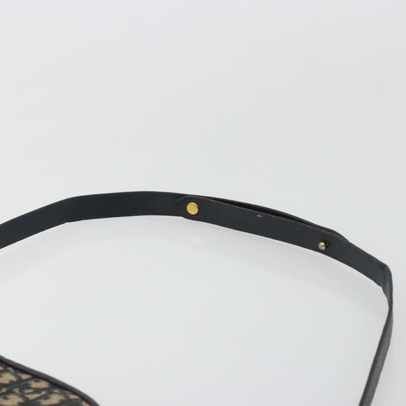 Christian Dior Trotter Canvas Shoulder Bag Navy Gold Auth 175156