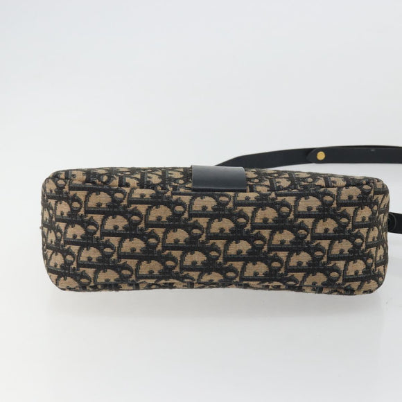 Christian Dior Trotter Canvas Shoulder Bag Navy Gold Auth 175156