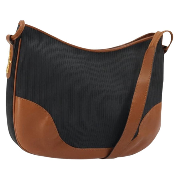 Salvatore Ferragamo Shoulder Bag Leather Black Gold Auth 175157