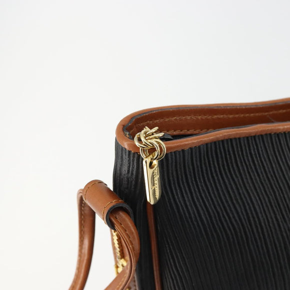Salvatore Ferragamo Shoulder Bag Leather Black Gold Auth 175157