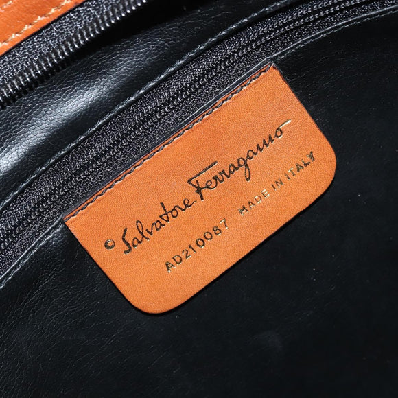 Salvatore Ferragamo Shoulder Bag Leather Black Gold Auth 175157