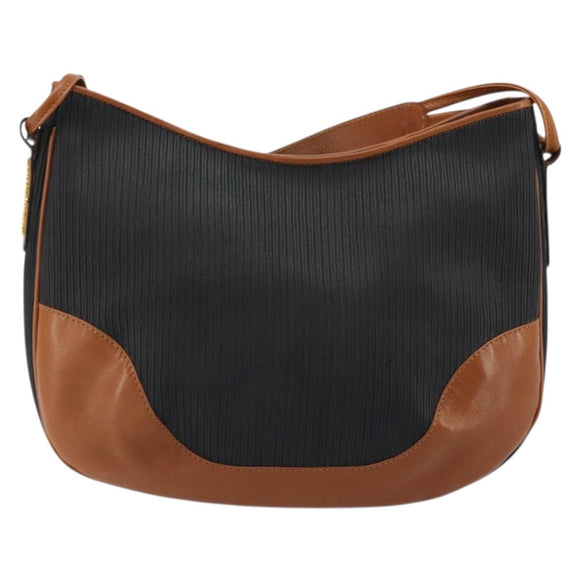 Salvatore Ferragamo Shoulder Bag Leather Black Gold Auth 175157