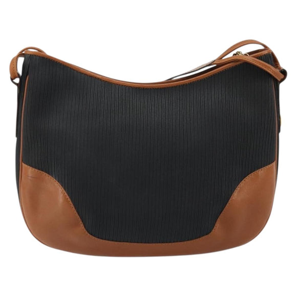 Salvatore Ferragamo Shoulder Bag Leather Black Gold Auth 175157
