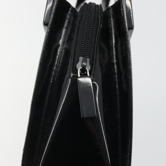 GUCCI Tote Bag Patent Leather Black Auth 175158