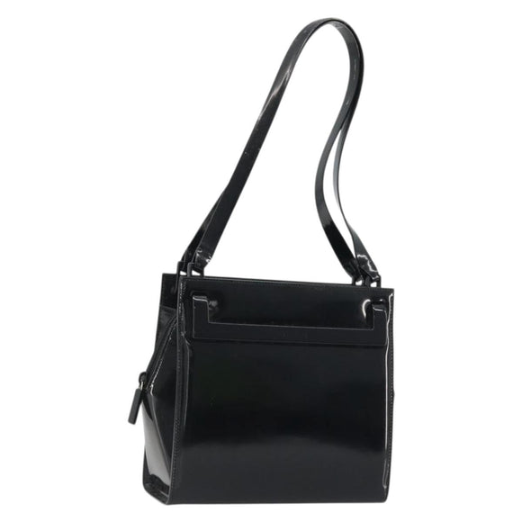 GUCCI Tote Bag Patent Leather Black Auth 175158