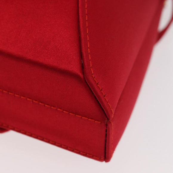 LOEWE Shoulder Bag Satin Red Gold Auth 175159A