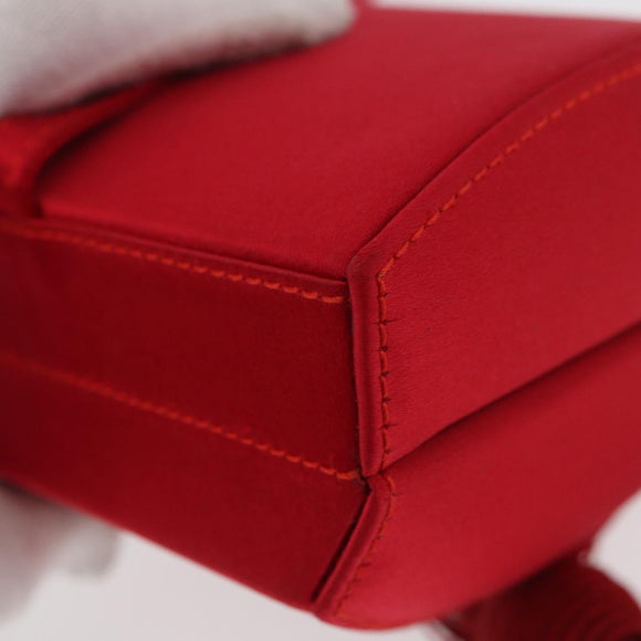 LOEWE Shoulder Bag Satin Red Gold Auth 175159A