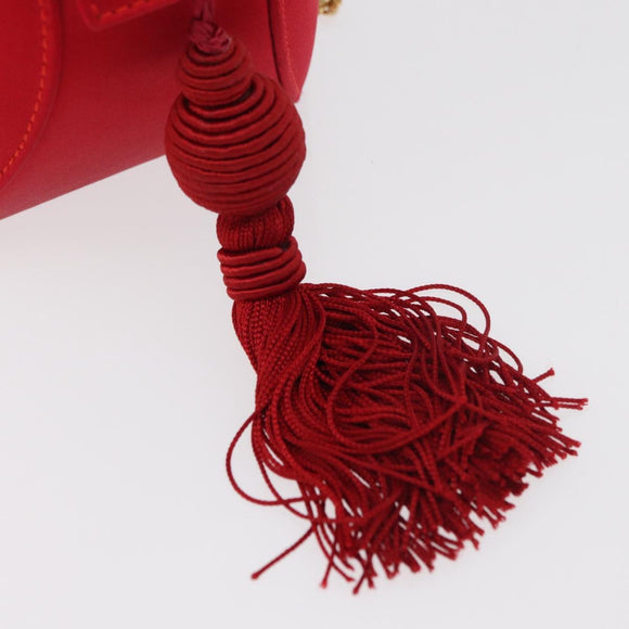 LOEWE Shoulder Bag Satin Red Gold Auth 175159A